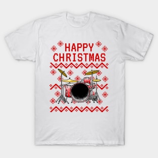 Drummer Ugly Christmas Drum Teacher Musician T-Shirt